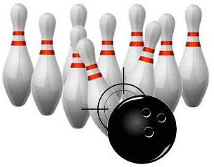 Bowling pins and ball (left)